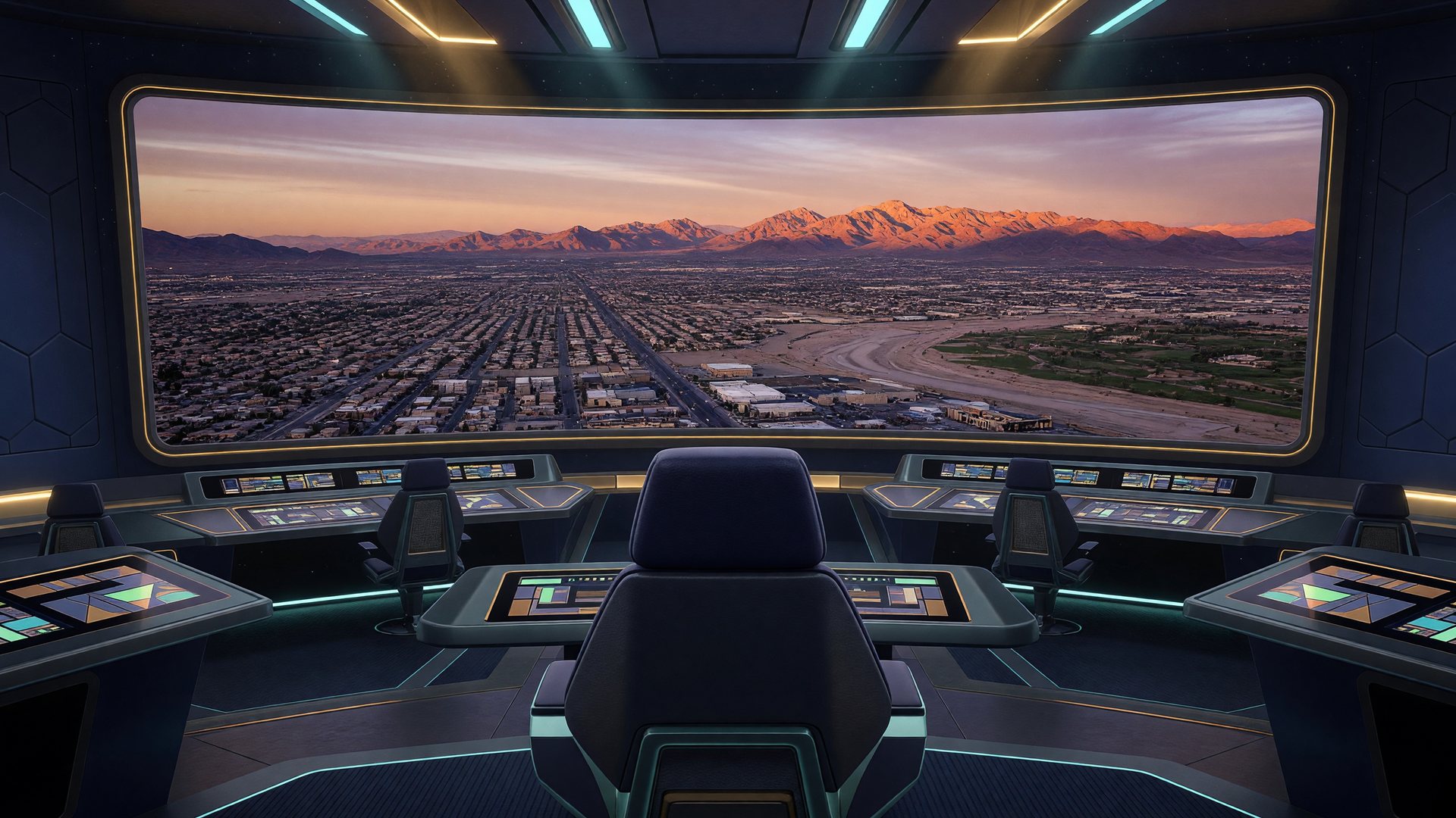 Command deck looking out over the Phoenix East Valley